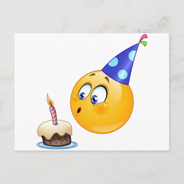 Cartão Postal emoji de aniversário (Frente)