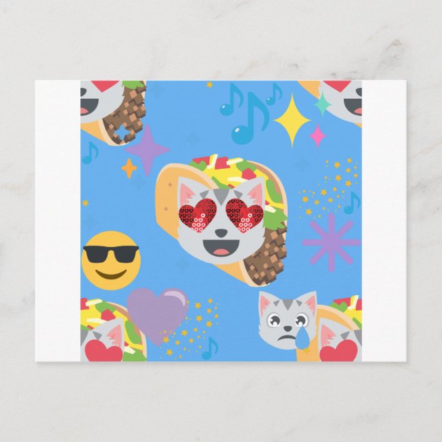 Cartão Postal emoji de gato taco (Frente)