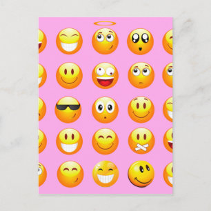 Cartão Postal emoji rosa pastel