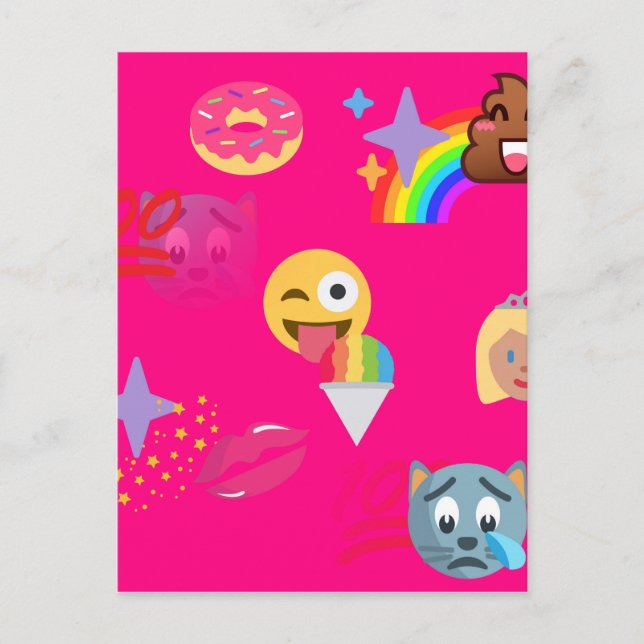 Cartão Postal emoji rosa quente (Frente)