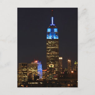 Cartão Postal Empire State Building 30 Rock em azul para o Autis