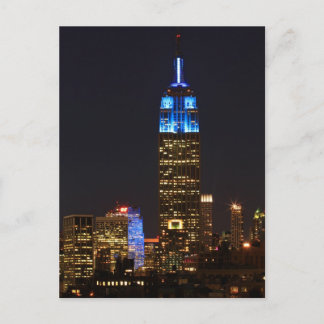 Cartão Postal Empire State Building 30 Rock em azul para o Autis