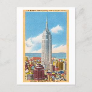 Cartão Postal Empire State Building, Nova Iorque, Viagens vintag