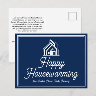 Cartão Postal Empresa de Imóveis Chic Azul Navy Corretor Persona