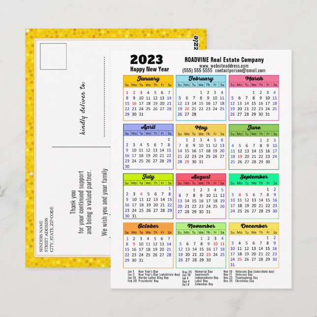 Cartão Postal Empresa de Script Moderno de Glitter Dourado do Ca (Frente/Verso)