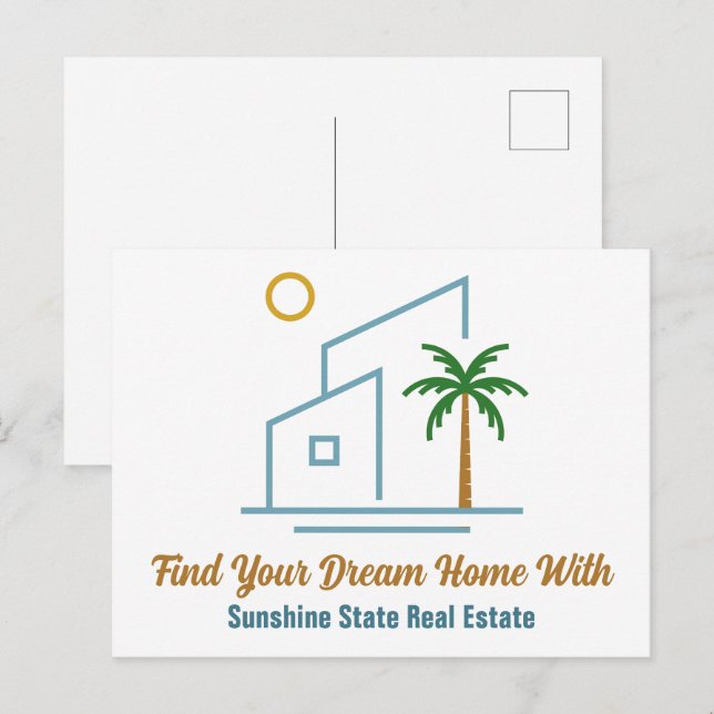 Cartão Postal Empresa Imobiliária Praia Personalizável (Frente/Verso)