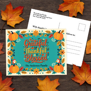 Cartão Postal Encantador Agradecido Abençoado Arte Popular