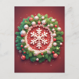Cartão Postal ❄️ Encanto de Floco de Neve de Natal 🎄 Festivo 