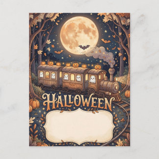Cartão Postal Enchanted Halloween Train & Moonlit Forest