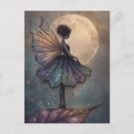 Cartão Postal Enchanted Moonlight Fairy Watercolor Fantasy