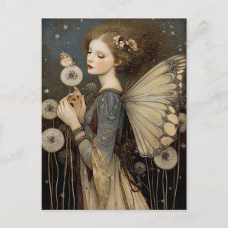 Cartão Postal Enchanting Fantasy Fairy & Dandelion Magical Art 