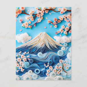 Cartão Postal Enchendo o Monte Fuji com os Blossomas de Cereja