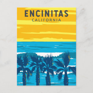 Cartão Postal Encinitas California Viagem Art Vintage