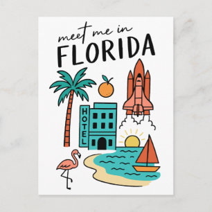Cartão Postal Encontre-me de Férias na Praia da Flórida Miami Fl
