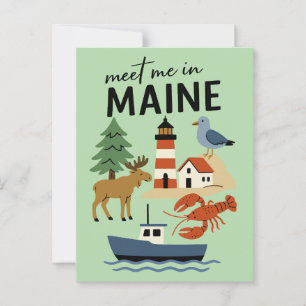 Cartão Postal Encontre-me em Maine Costeiro Nova Inglaterra Retr