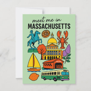 Cartão Postal Encontre-me em Massachusetts Boston Lagosta Retro
