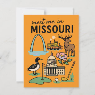 Cartão Postal Encontre-me em Missouri St. Louis Kansas City Retr