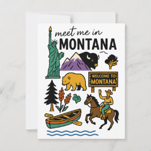 Cartão Postal Encontre-me em Montana Vida Selvagem & Estado do C