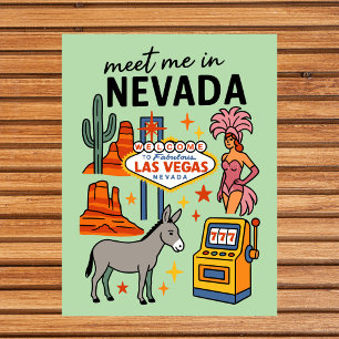 Cartão Postal Encontre-me em Nevada Showgirl de Las Vegas Retro