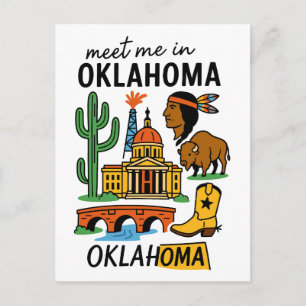 Cartão Postal Encontre-me em Oklahoma Cowboy Nativo Americano de