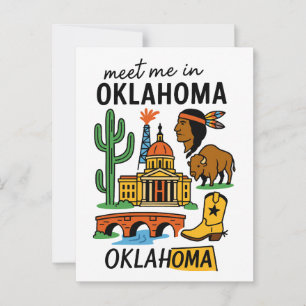 Cartão Postal Encontre-me em Oklahoma Óleo de Cowboy Nativo Amer