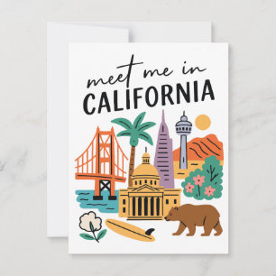 Cartão Postal Encontre-me na Califórnia Golden Gate Bear Surf