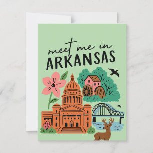 Cartão Postal Encontre-me no Arkansas, sul dos EUA, marcos retrô