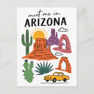 Cartão Postal Encontre-me no Deserto do Arizona Cacto Vermelho R