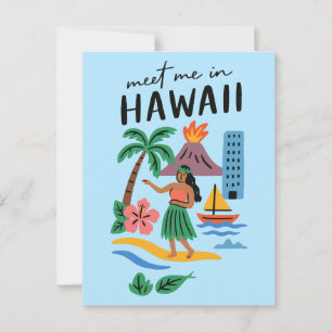 Cartão Postal Encontre-me no Havaí Dançarina de Hula Retro Praia