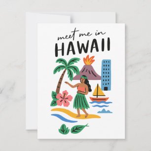 Cartão Postal Encontre-me no Havaí Dançarina Tropical de Hula Pr
