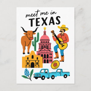 Cartão Postal Encontre-me no Texas Longhorn Cowboy Austin