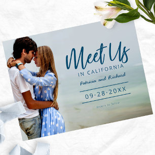 Cartão Postal Encontre-nos no Casamento de Destino Salvar a Data