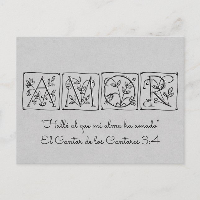 Cartão Postal Encontrei o que a minha alma ama~Escritura~Espanho (Frente)