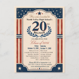 Cartão Postal Encontro de 20 Anos do Ensino Médio Americana Verm