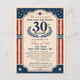 Cartão Postal Encontro de 30 anos do Ensino Médio Americana Verm
