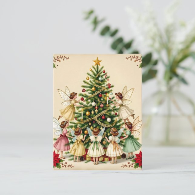 Cartão Postal Encontro de Fadas de Natal Vitoriano (Em pé/Frente)