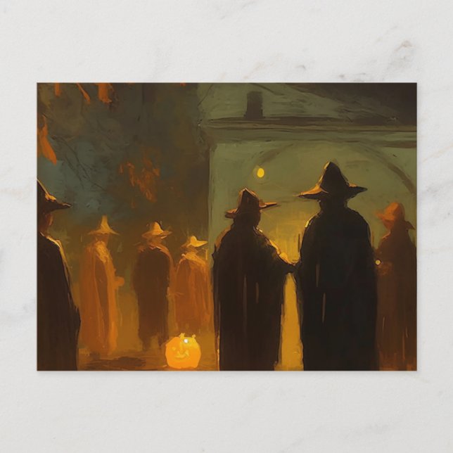 Cartão Postal Encontro de Halloween Vintage (Frente)