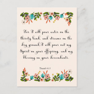 Cartão Postal Encorajando Artes Bíblias - Isaiah 44:3