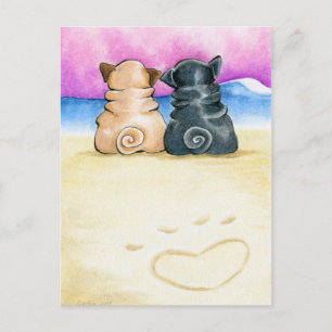 Cartão Postal Encosta-Te Os Pugs De Amor