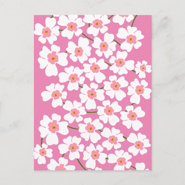 Cartão Postal Energia de Flores Branca e Rosa Fantástico (Frente)