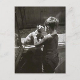 Cartão Postal Enfant et son chat - Willy Ronis
