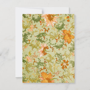 Cartão Postal Enfeite Chinês Antigo Flores Jones