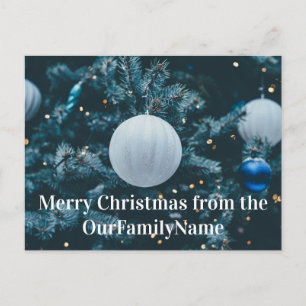 Cartão Postal Enfeite de árvore Natal Branco Postcard Personaliz
