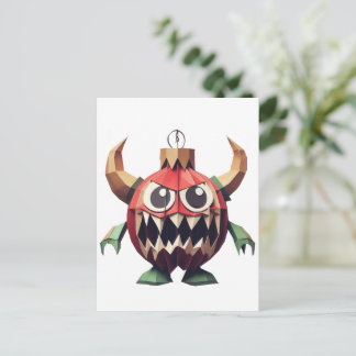 Cartão Postal Enfeite de demônio monstro arte de Natal assustado