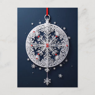 Cartão Postal Enfeite de Floco de Neve de Inverno Elegância Fest