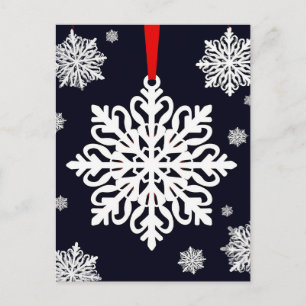 Cartão Postal ✨ Enfeite de Floco de Neve Festivo ❄️ Elegante
