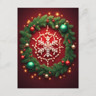 Cartão Postal Enfeite de floco de neve natalino