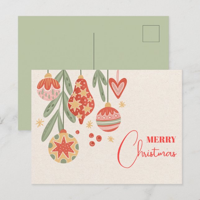 Cartão Postal enfeite de Natal (Frente/Verso)