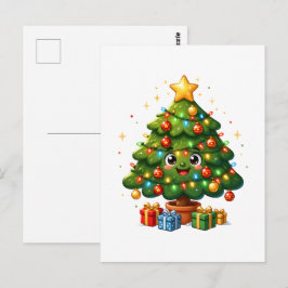 Cartão Postal Enfeite de Natal Árvore de Natal de Desenho Animad