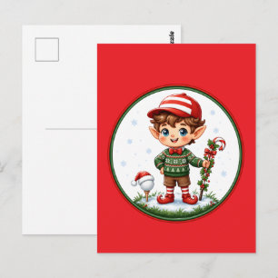 Cartão Postal Enfeite de Natal de Golfe Elfo Natalino